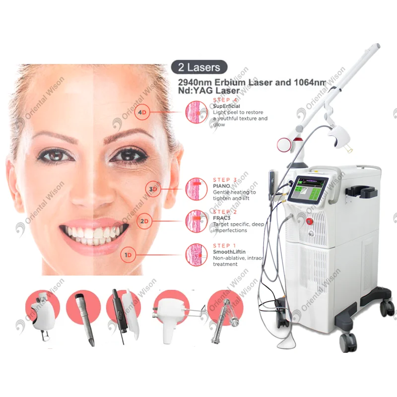 4d 2940nm Erbium laser 1064nm nd yag laser 4d anti-penuaan mesin kecantikan