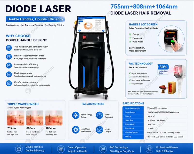 Penyingkiran Bulu Laser Diod Lanjutan dengan Pemegang Berganda