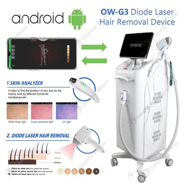 Sistem Android Diode Laser Hair Removal Machine With Skin Analyzer