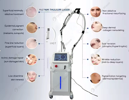 Fraksional menegak 1927nm Thulium Laser Skin Anti-Penuaan Mesin Kecantikan
